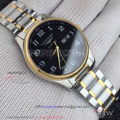 Perfect Replica Longines Annual Calendar Black Face 2-Tone Band 39.5mm Men's Watch 